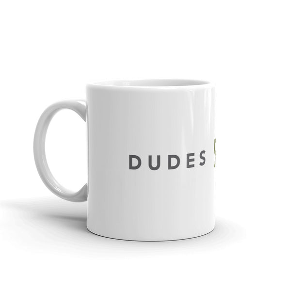 White glossy Dudes Yoga mug