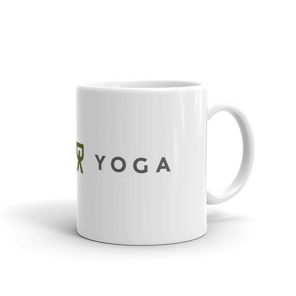 White glossy Dudes Yoga mug